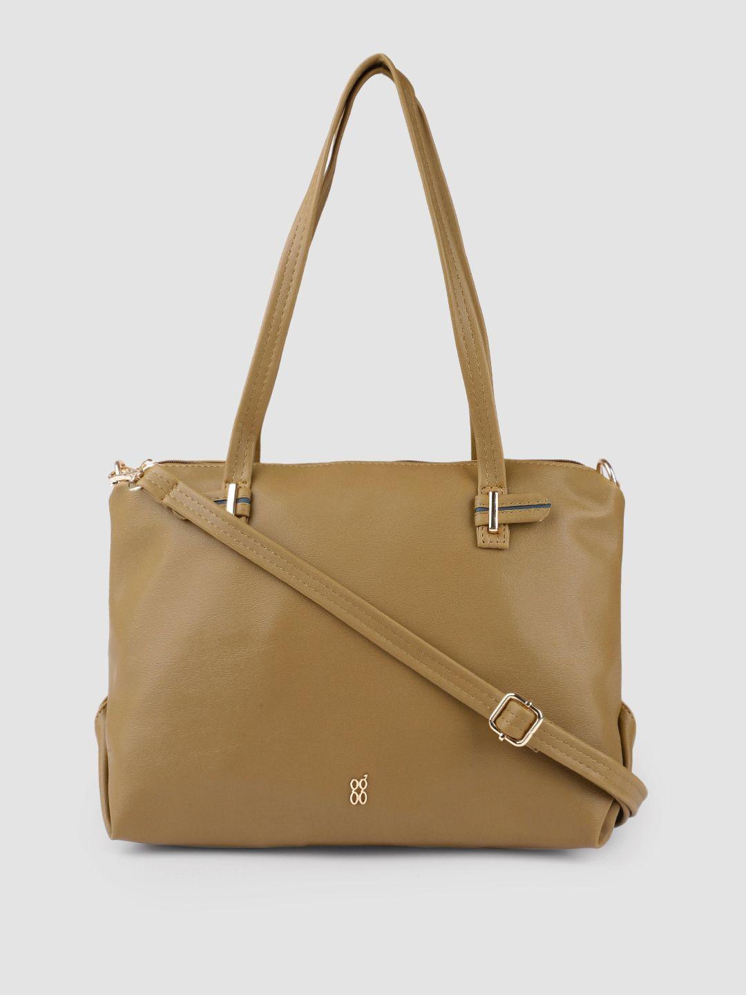 baggit mustard yellow solid structured shoulder bag