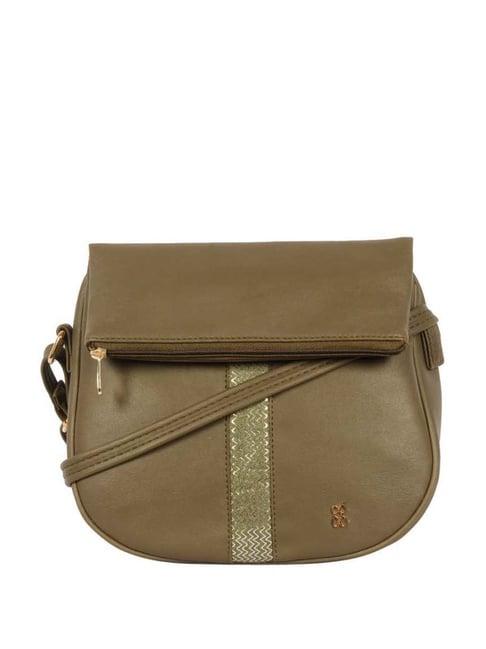baggit olive solid medium sling handbag