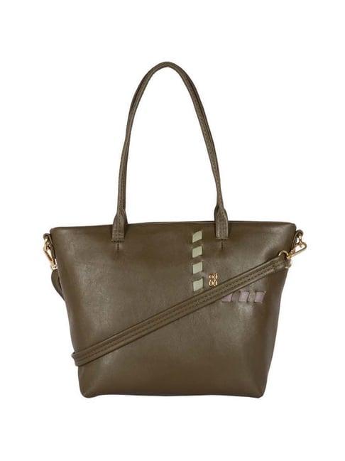 baggit olive solid medium tote handbag