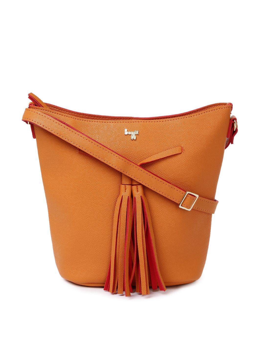 baggit orange solid sling bag