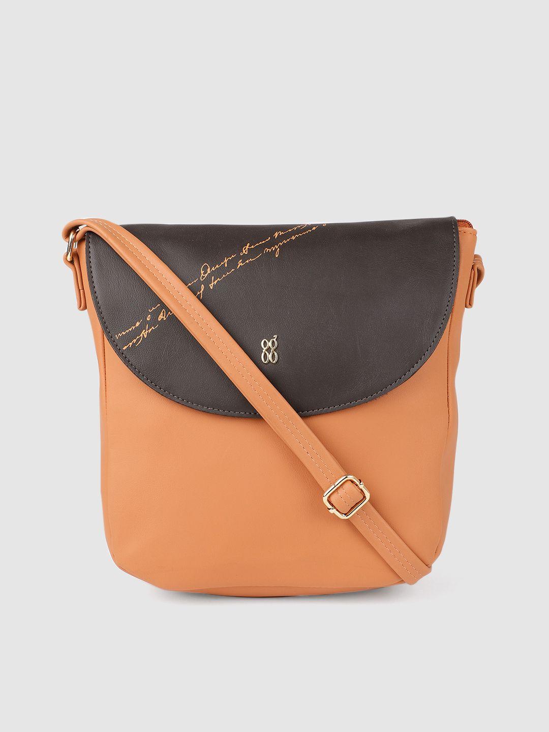 baggit peach-coloured & brown colourblocked sling bag