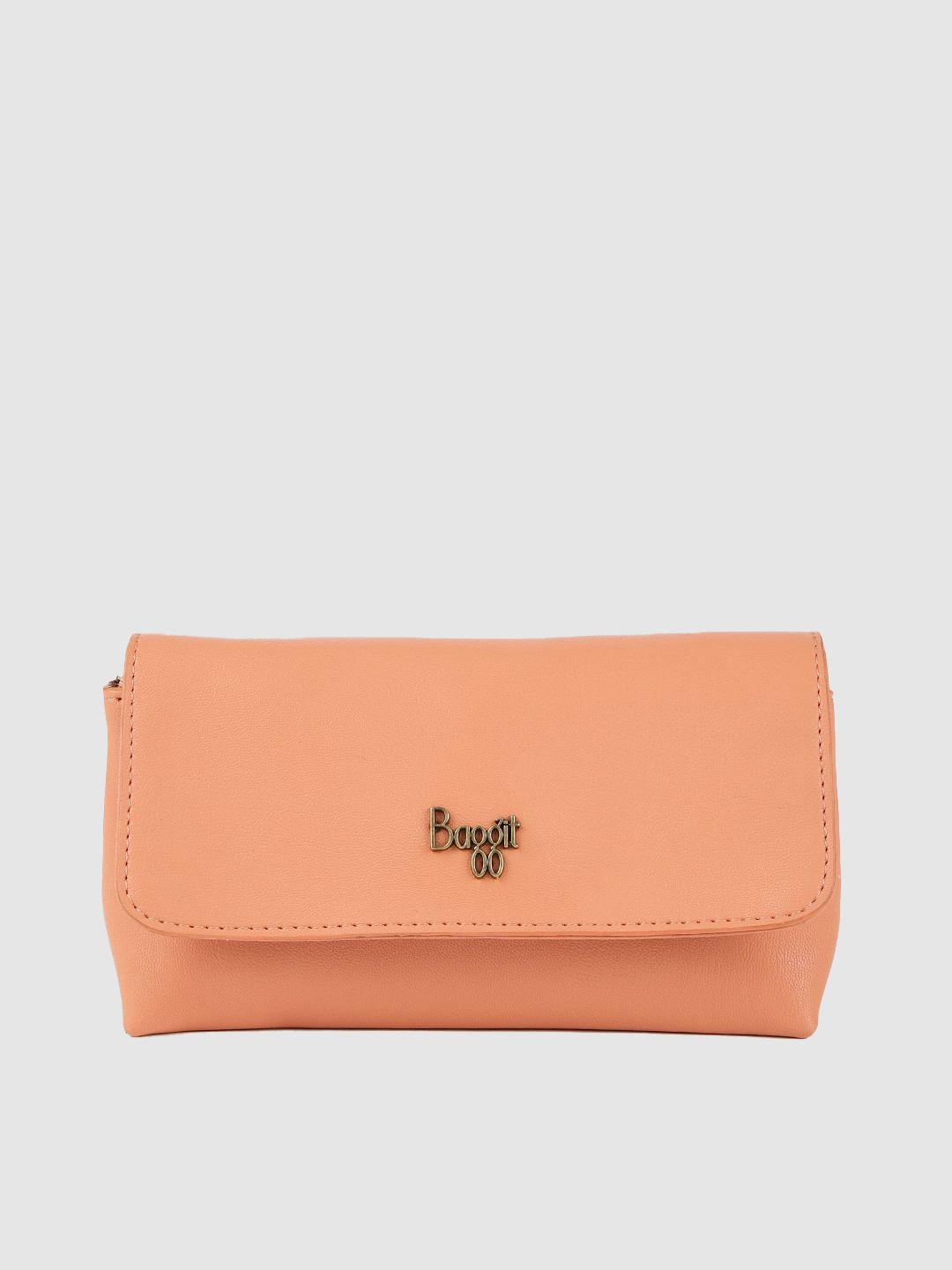 baggit peach-coloured solid sling bag