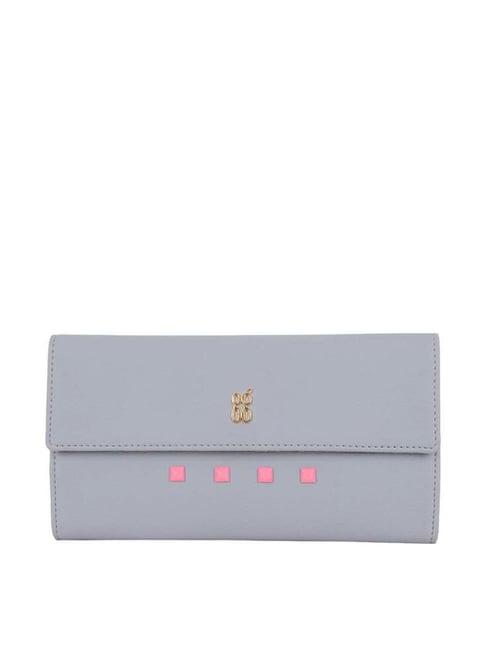 baggit purple solid tri-fold wallet for women