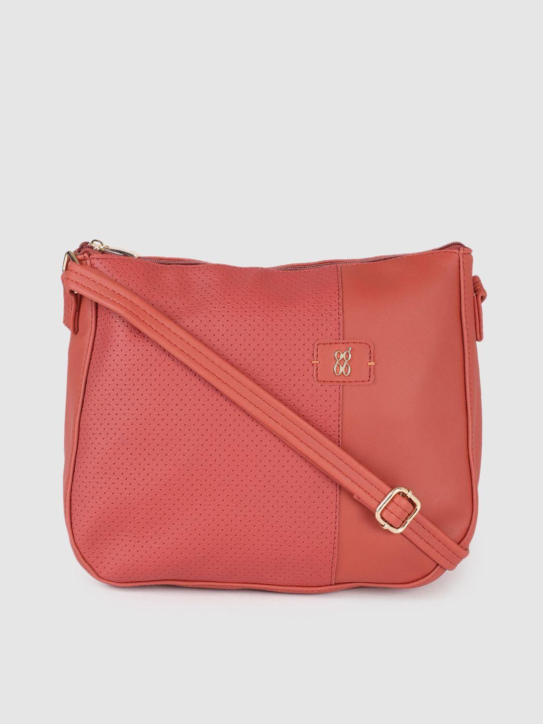 baggit red textured structured sling bag