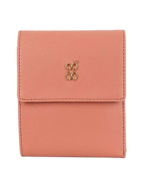 baggit rust solid tri-fold wallet for women