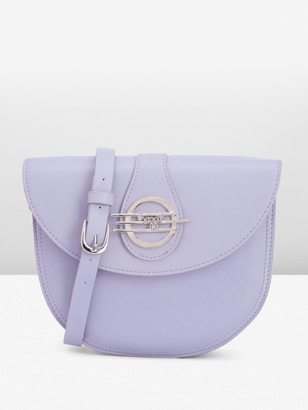 baggit solid pu half moon sling bag with buckle detail