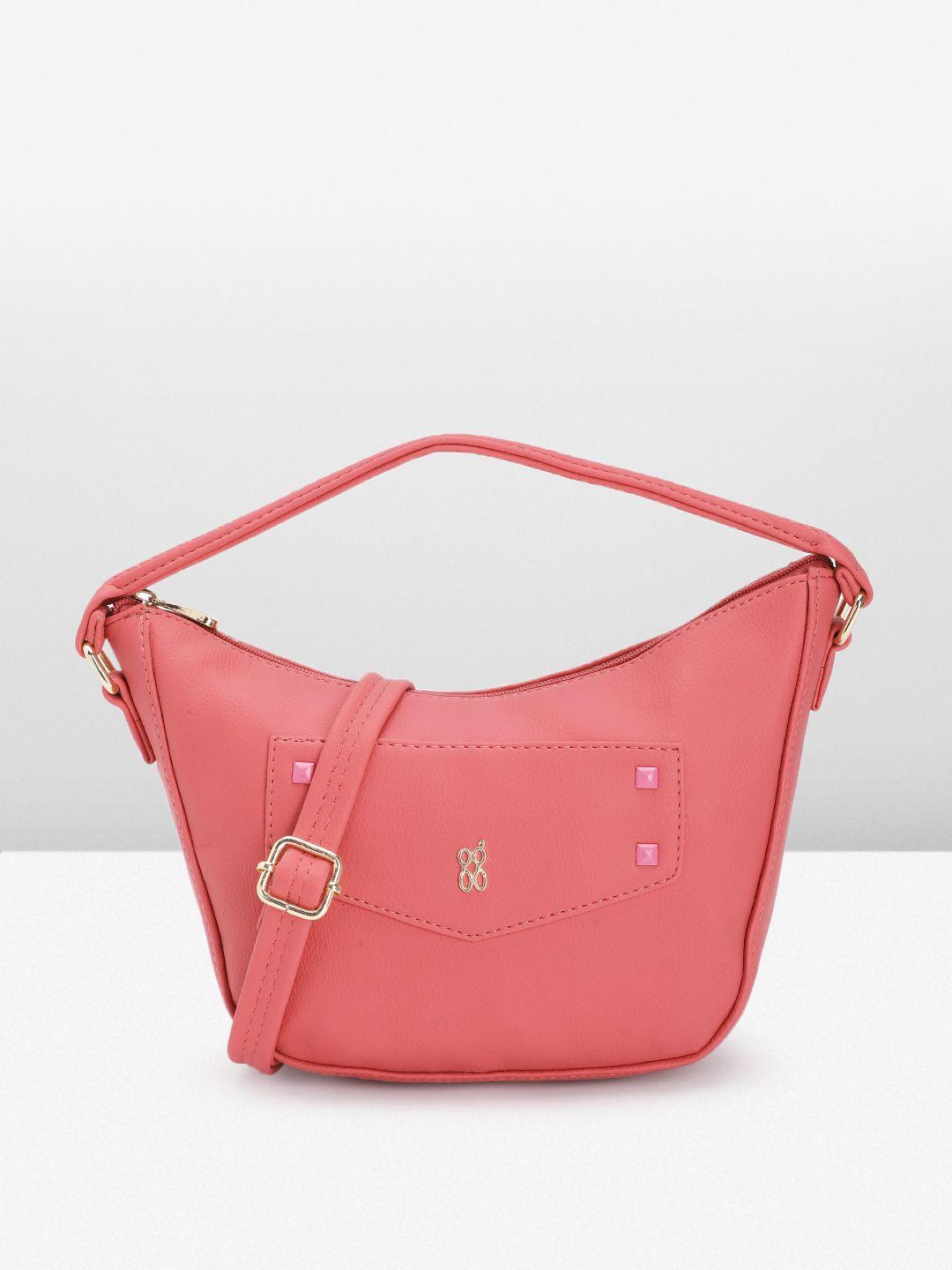 baggit solid pu regular structured hobo bag with slight embellished & flap applique detail