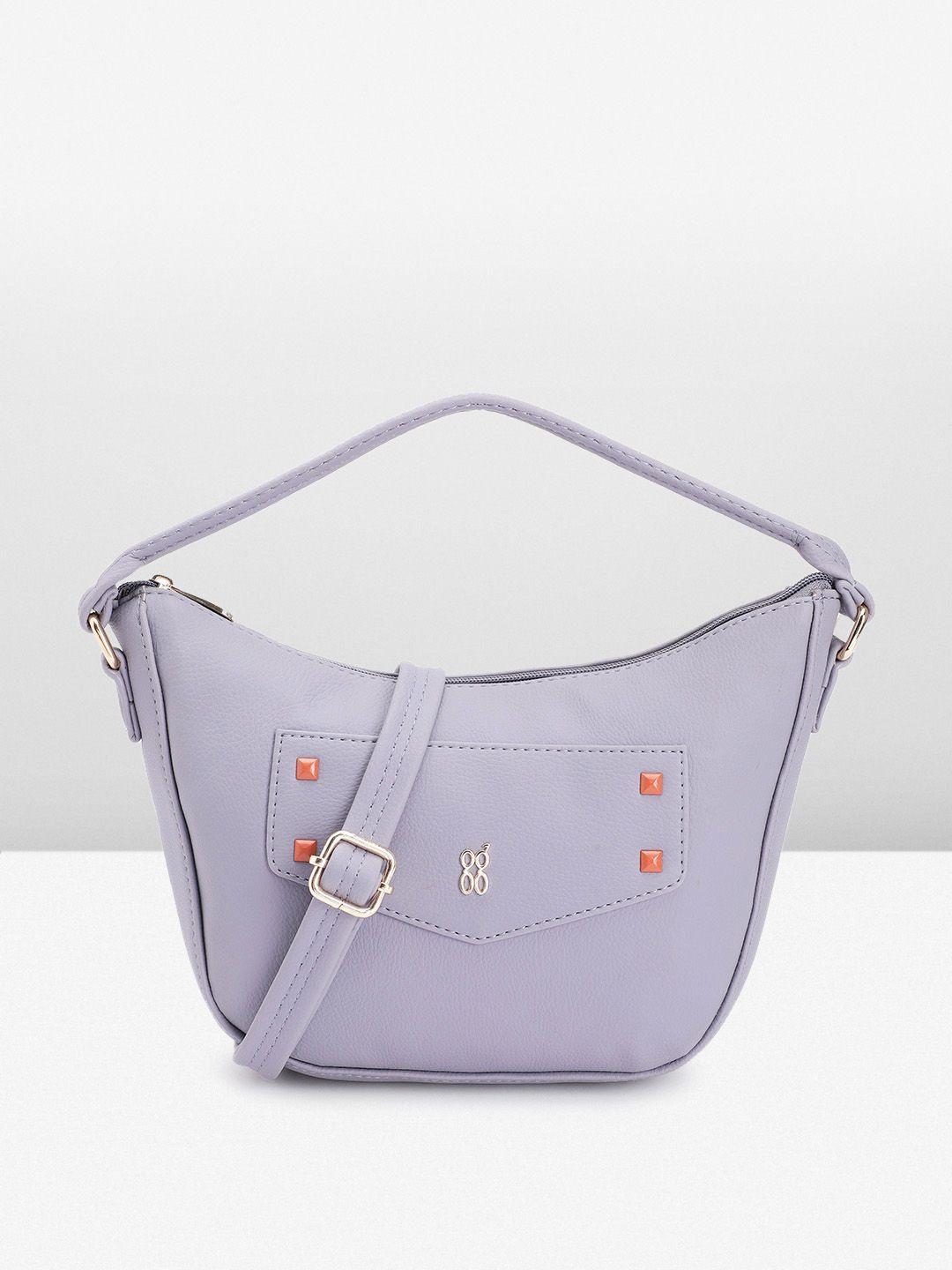 baggit solid pu structured hobo bag with flap applique & minimal studded detail