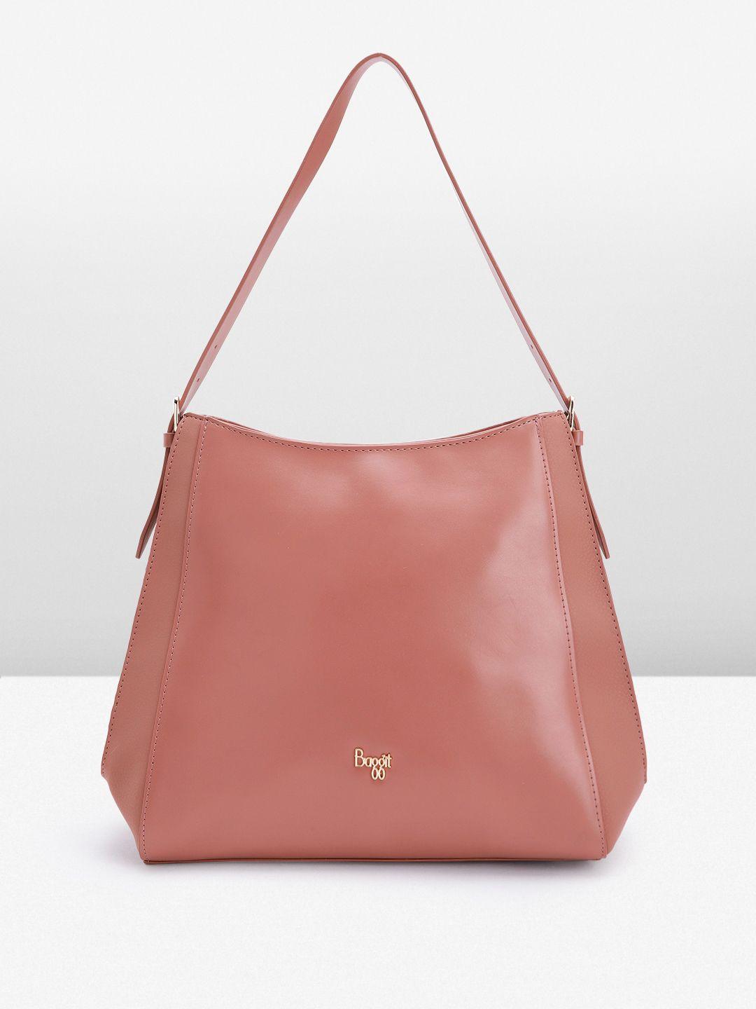 baggit solid pu structured hobo bag