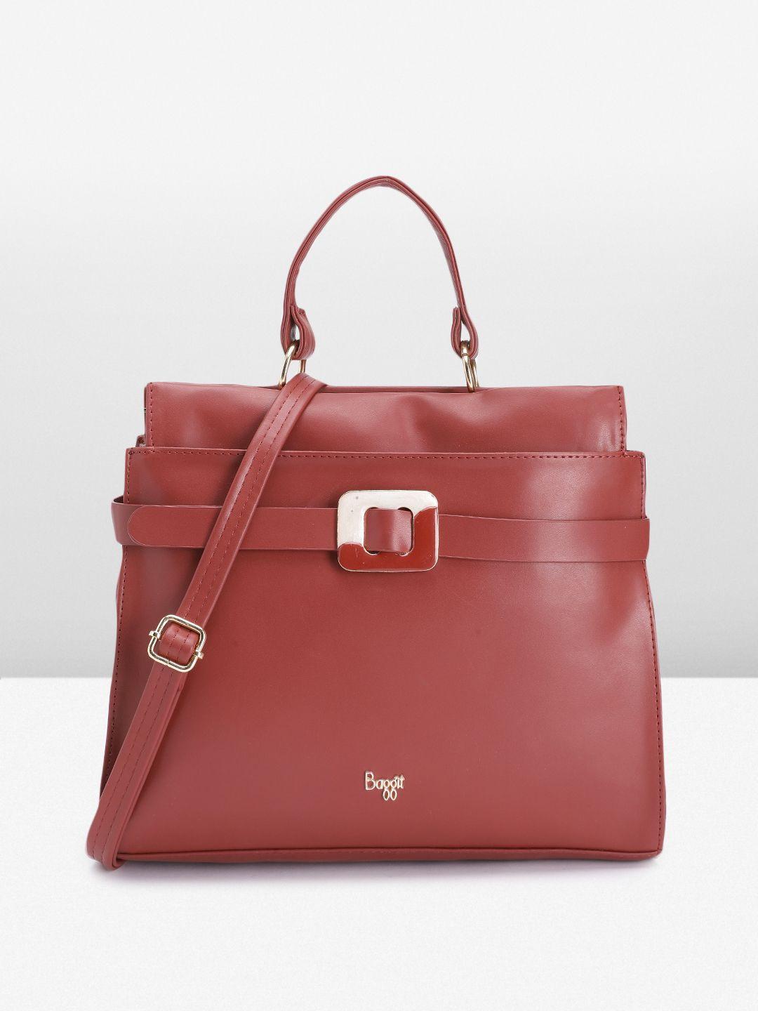 baggit structured handheld bag with buckle detail