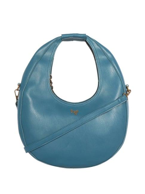 baggit tadow sheep teal green solid medium handbag