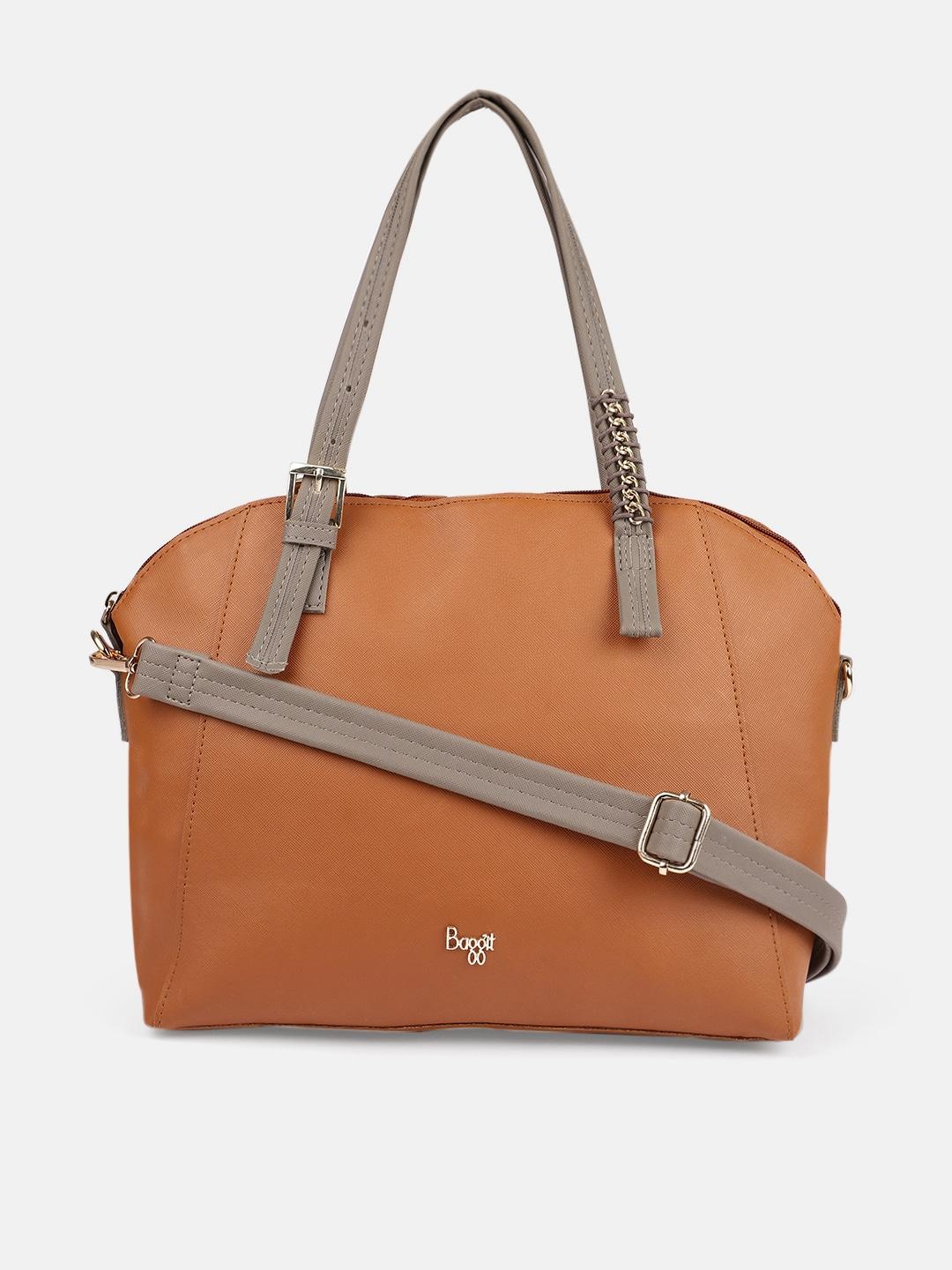baggit tan brown solid handheld bag