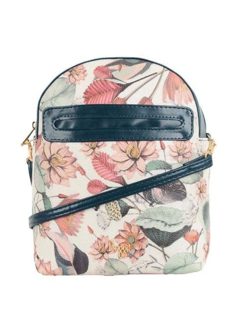 baggit teal printed medium backpack