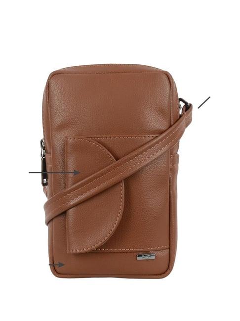 baggit vertical tan pu solid cross body bag