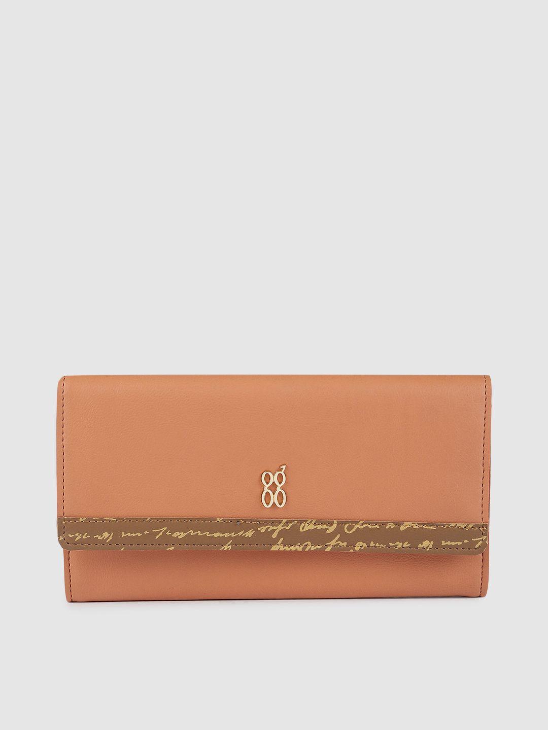 baggit women beige solid three fold wallet