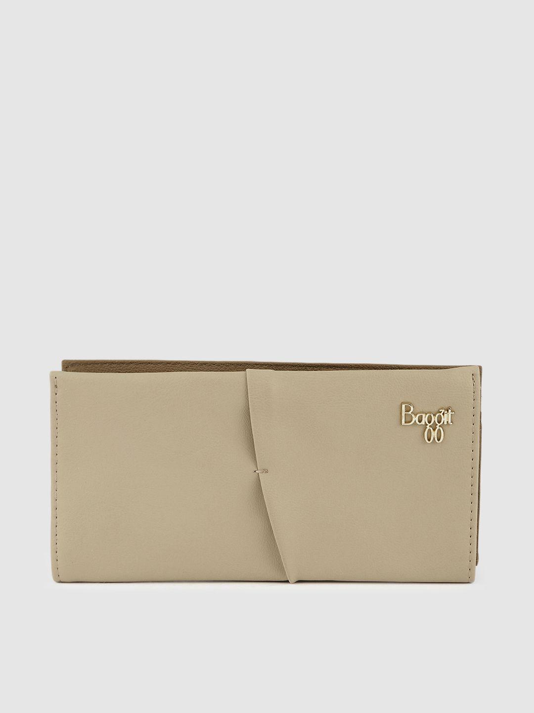 baggit women beige solid two fold wallet