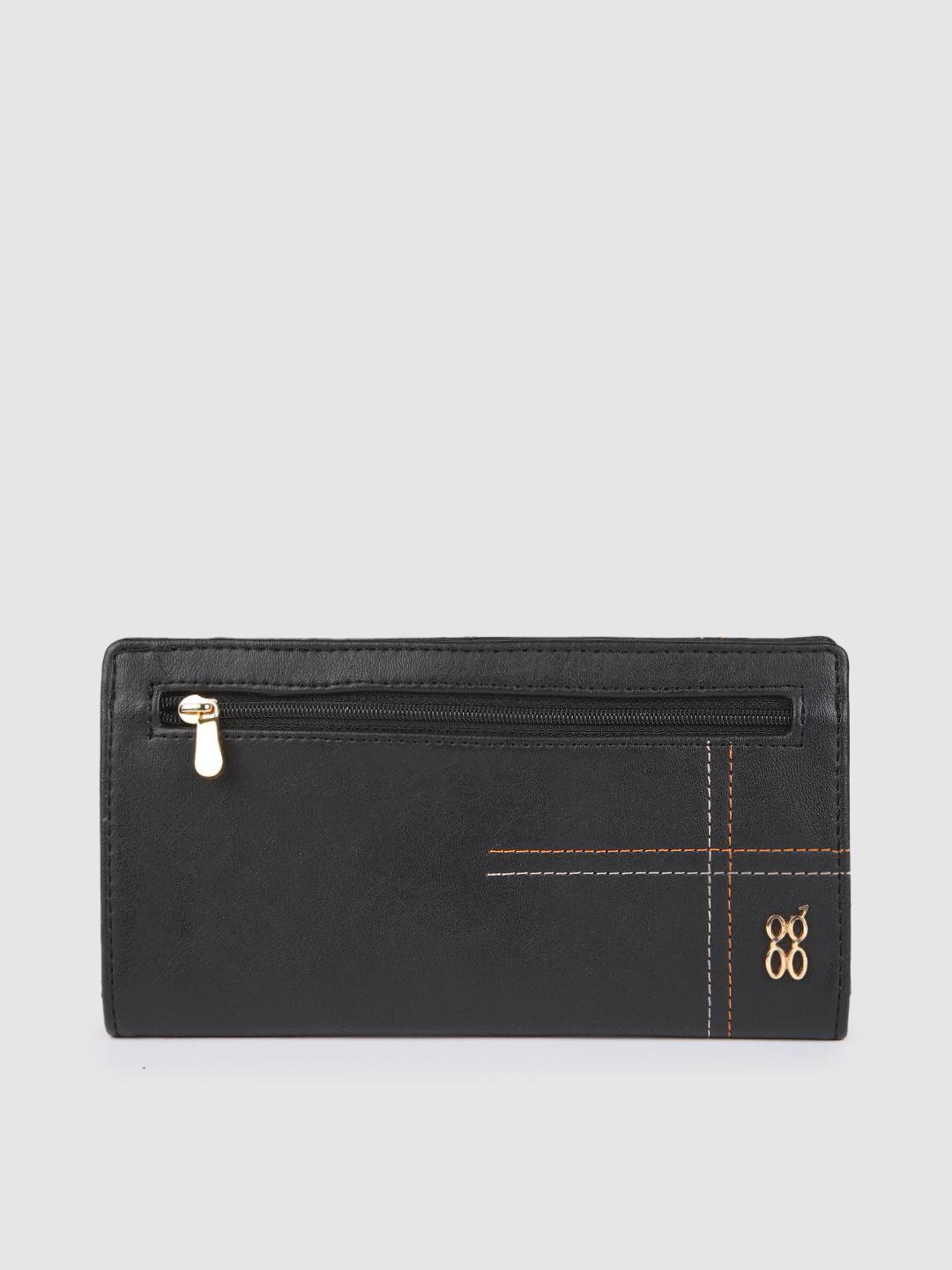 baggit women black solid two fold wallet