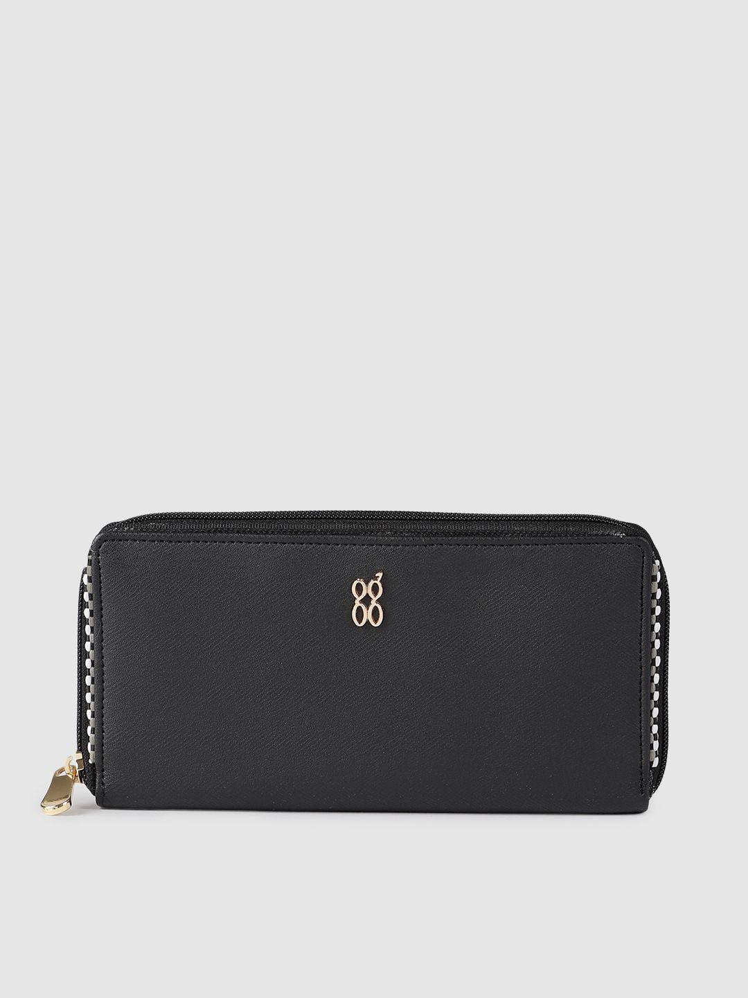 baggit women black solid zip around wallet