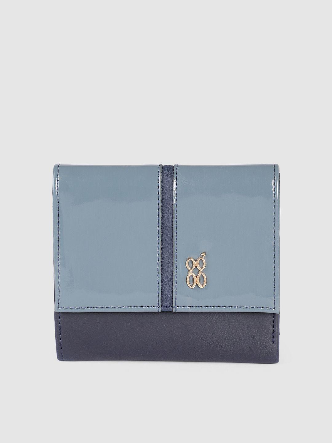 baggit women blue solid three fold wallet