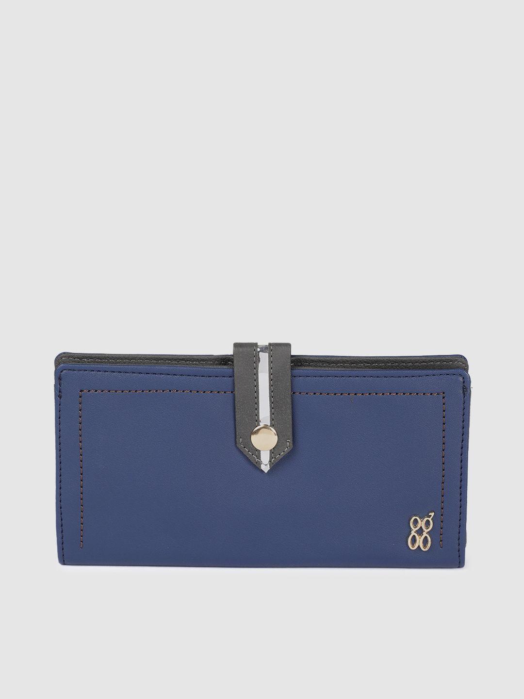 baggit women blue solid two fold wallet