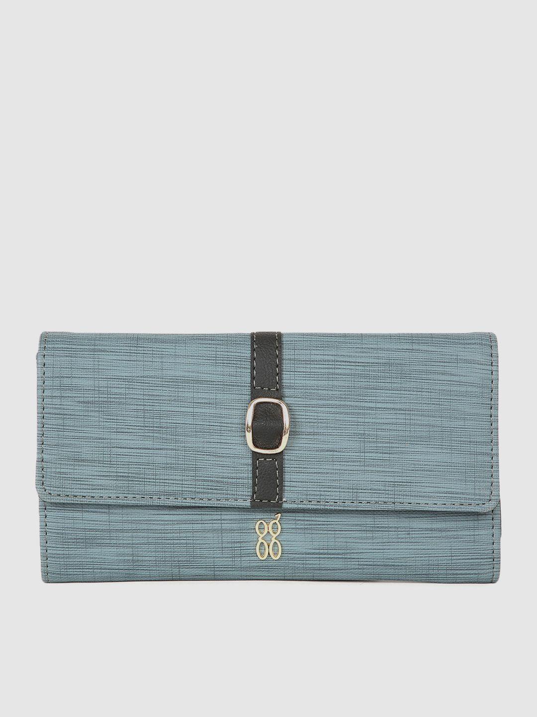 baggit women blue striped two fold wallet