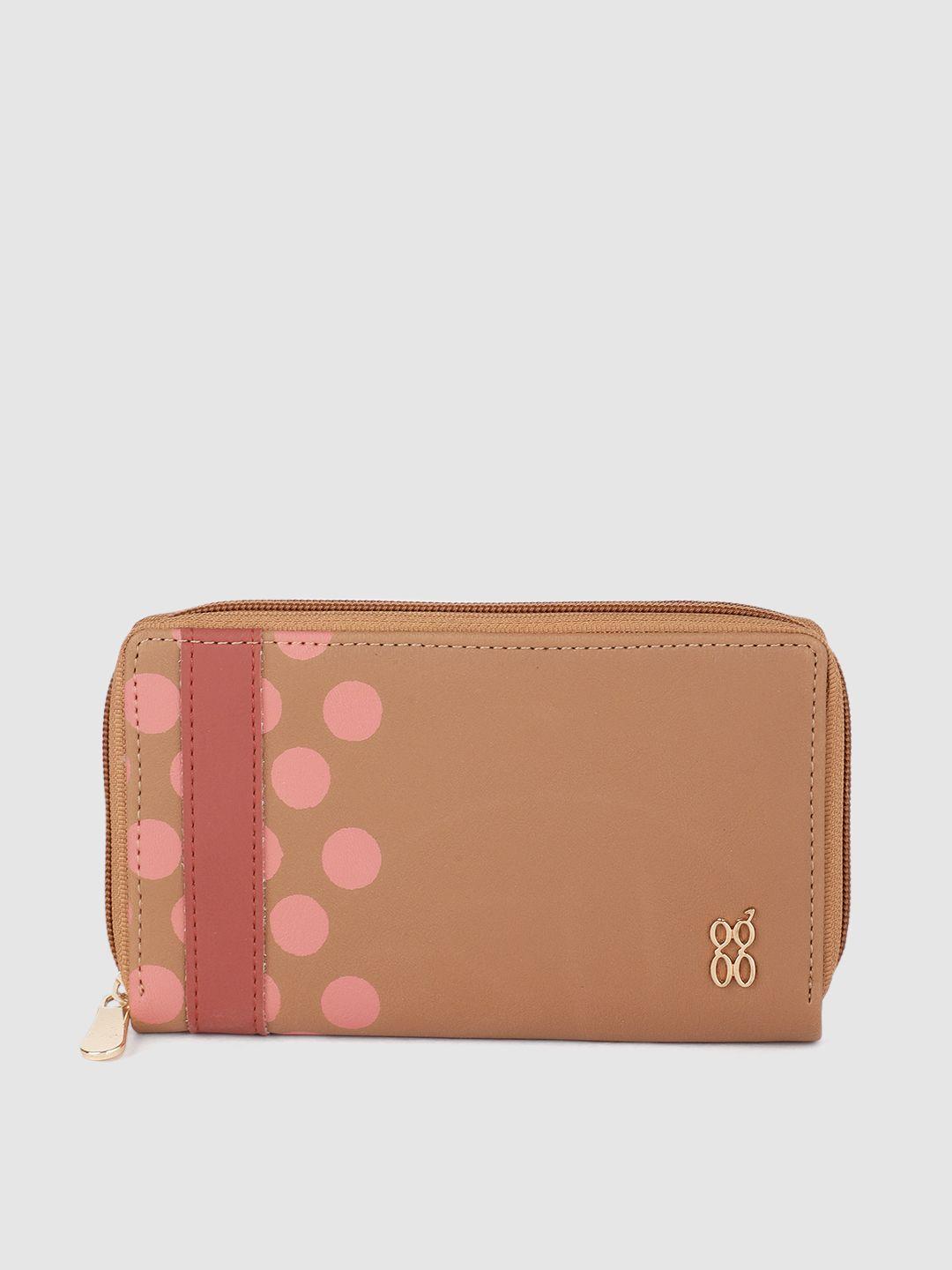 baggit women brown solid zip around wallet