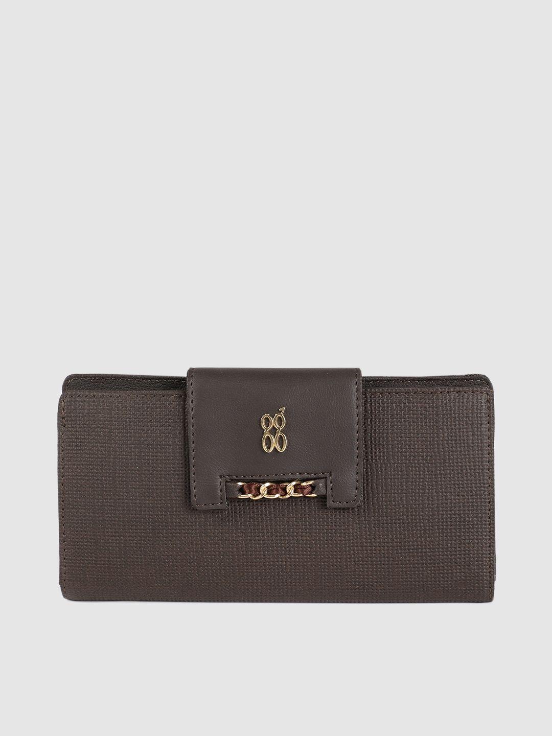 baggit women brown textured two fold wallet