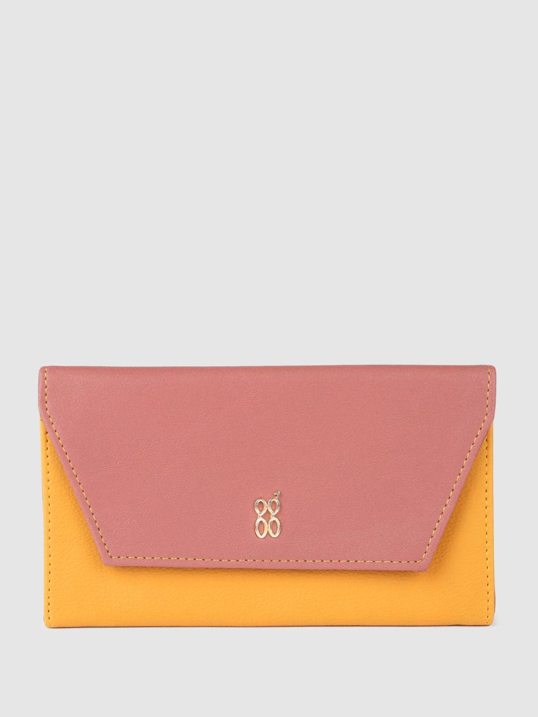 baggit women colourblocked envelope wallet