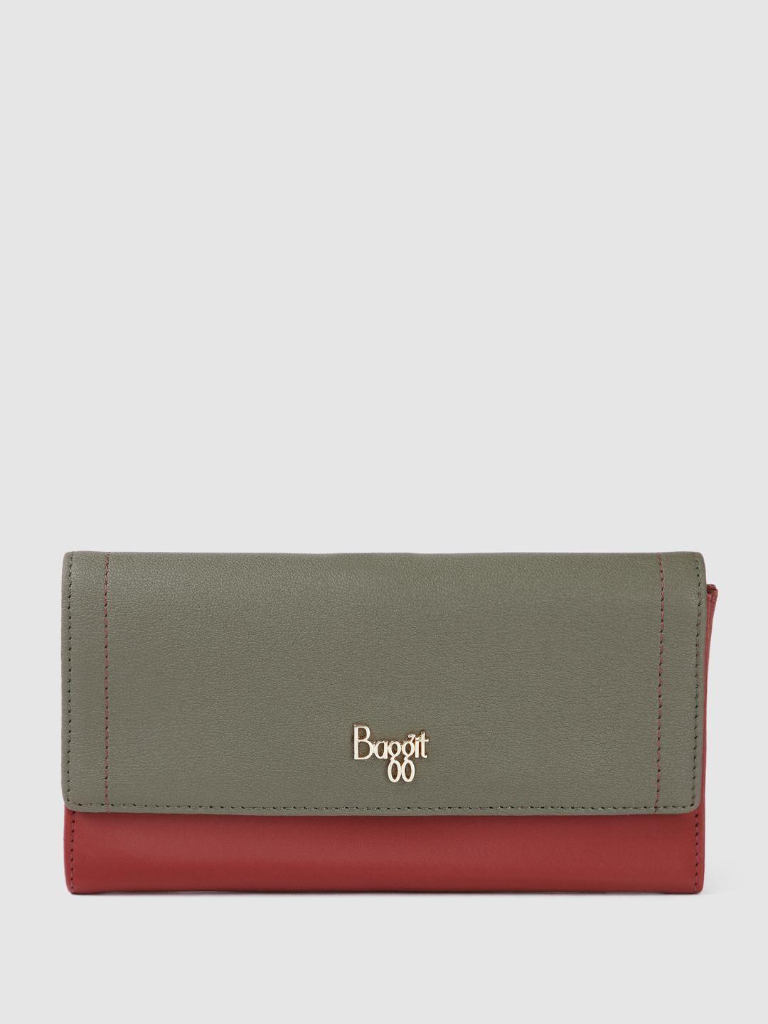 baggit women colourblocked envelope wallet