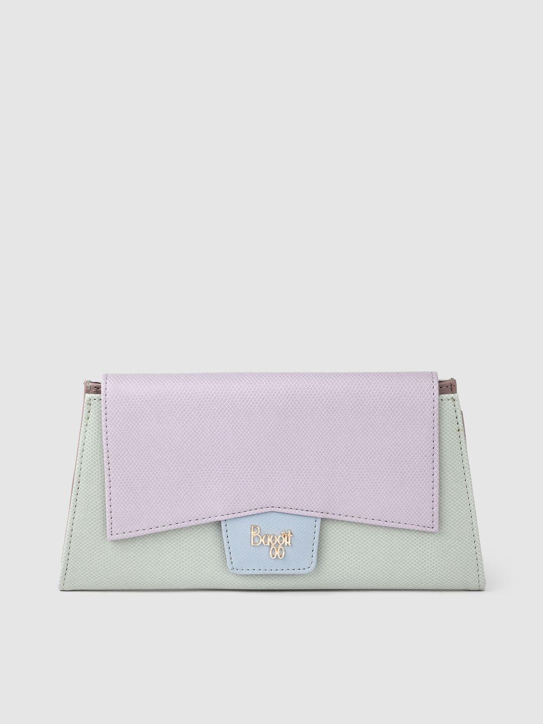 baggit women colourblocked pu three fold wallet with textured detail