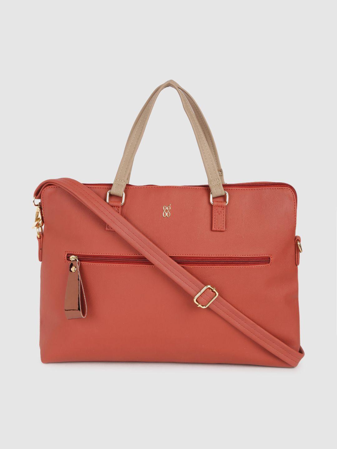 baggit women coral red solid laptop bag