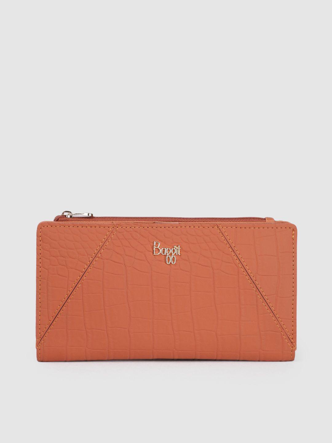 baggit women croc textured two fold wallet