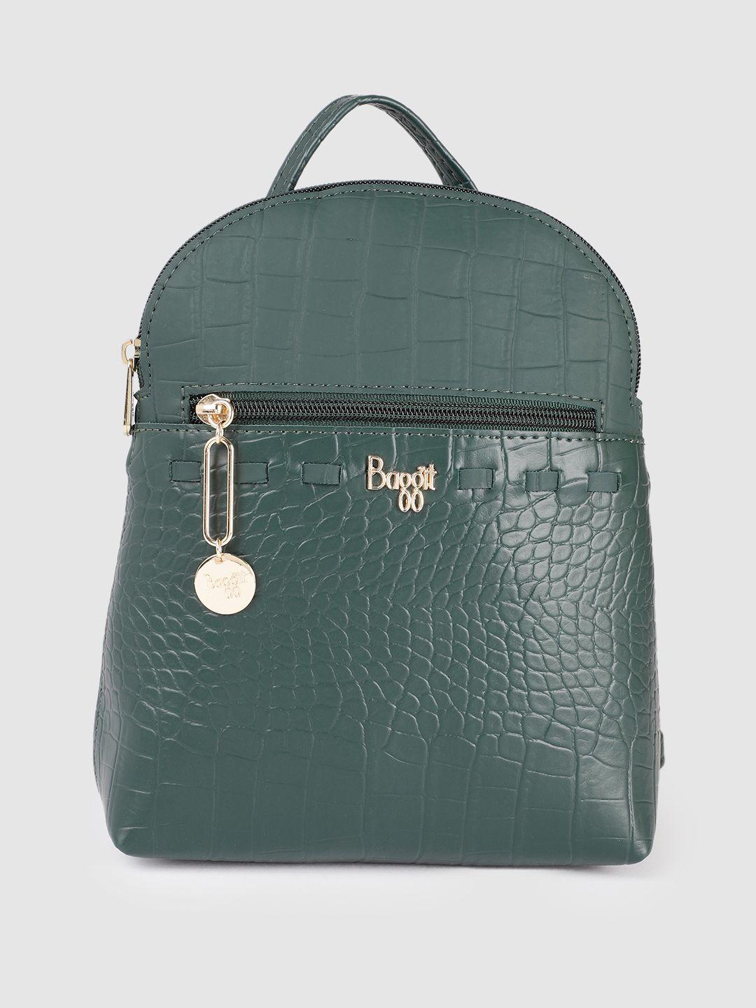 baggit women green textured backpack