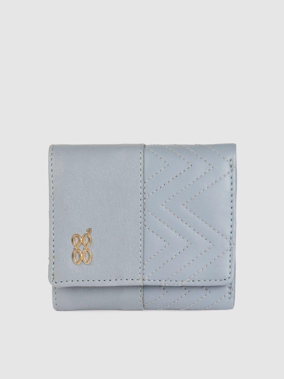 baggit women grey solid three fold wallet
