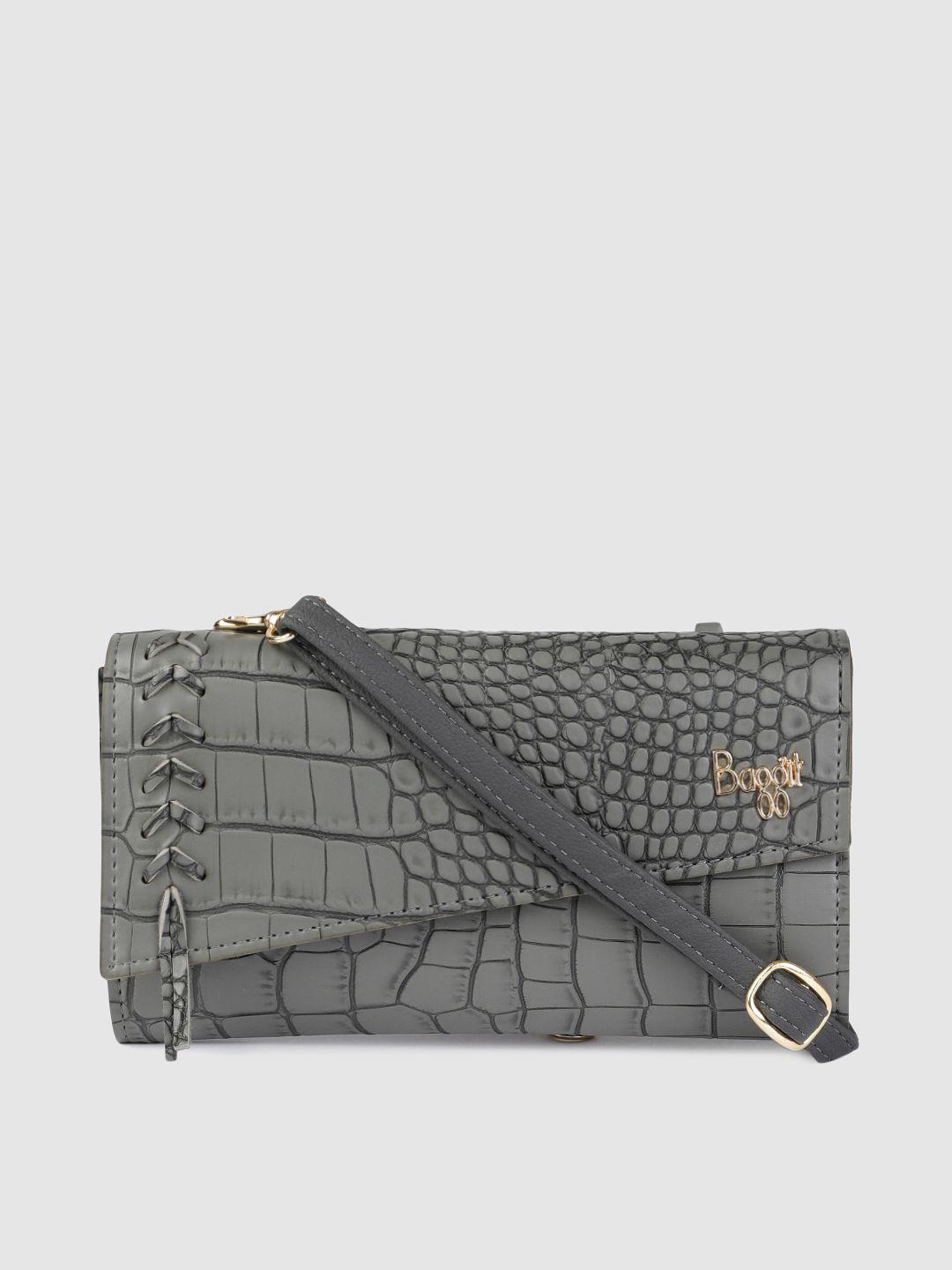 baggit women grey textured knot dabney two fold wallet