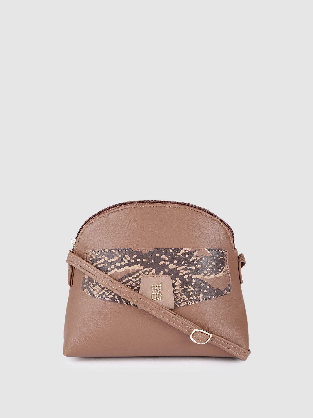 baggit women khaki brown printed sling bag