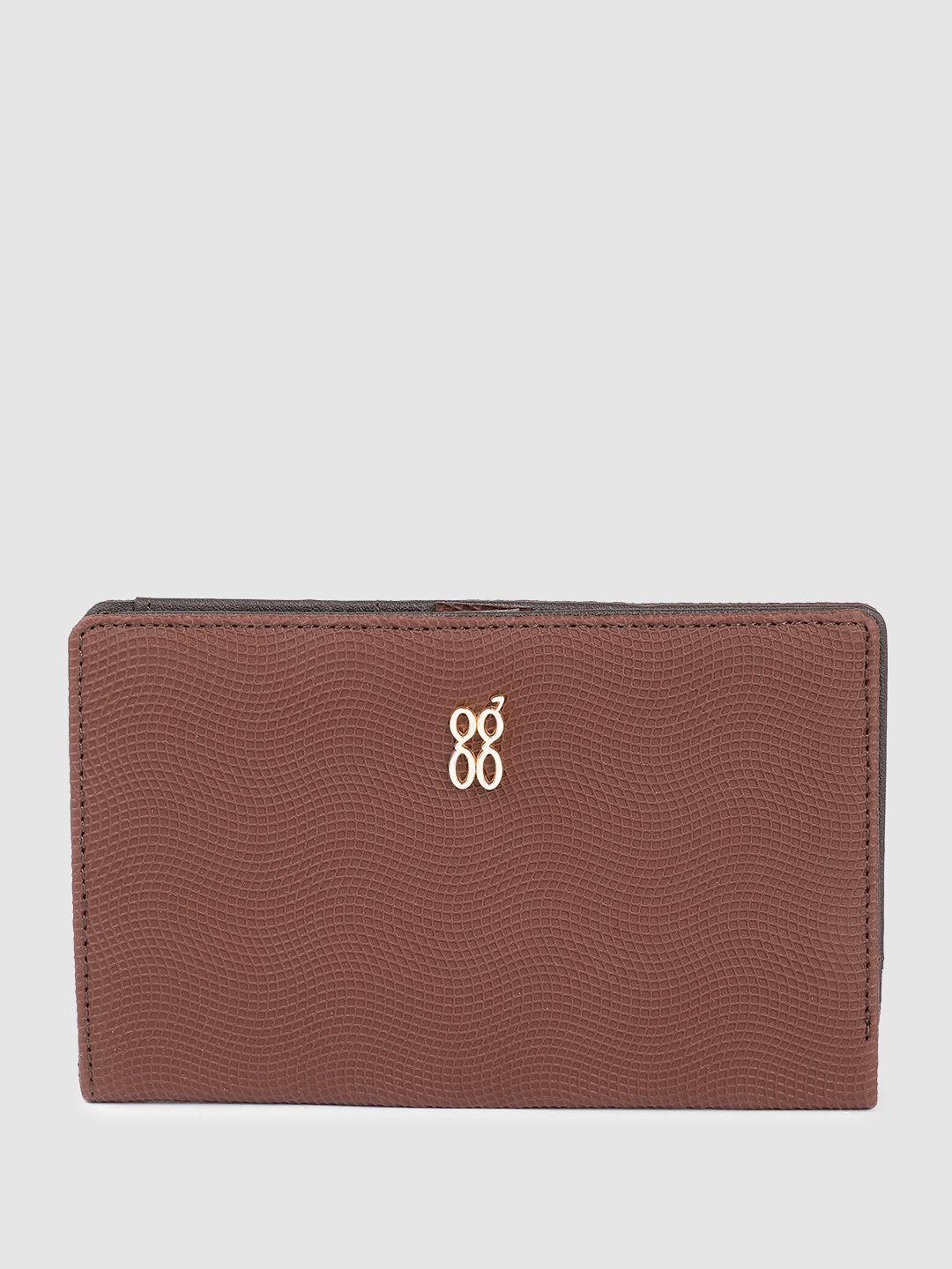 baggit women micro checks textured pu two fold wallet