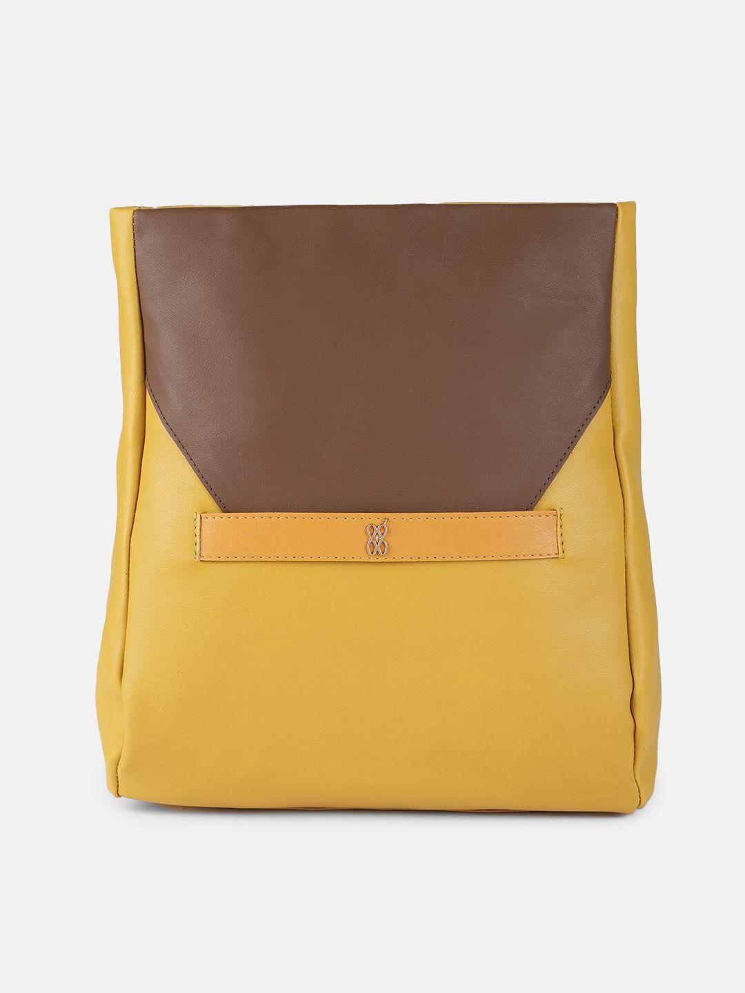 baggit women mustard yellow & brown lity ashlyn colourblocked backpack