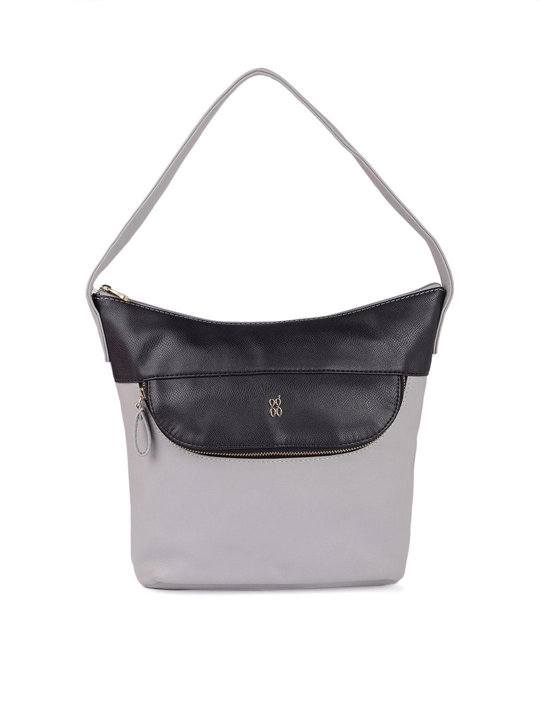 baggit women navy blue & grey colourblocked hobo bag