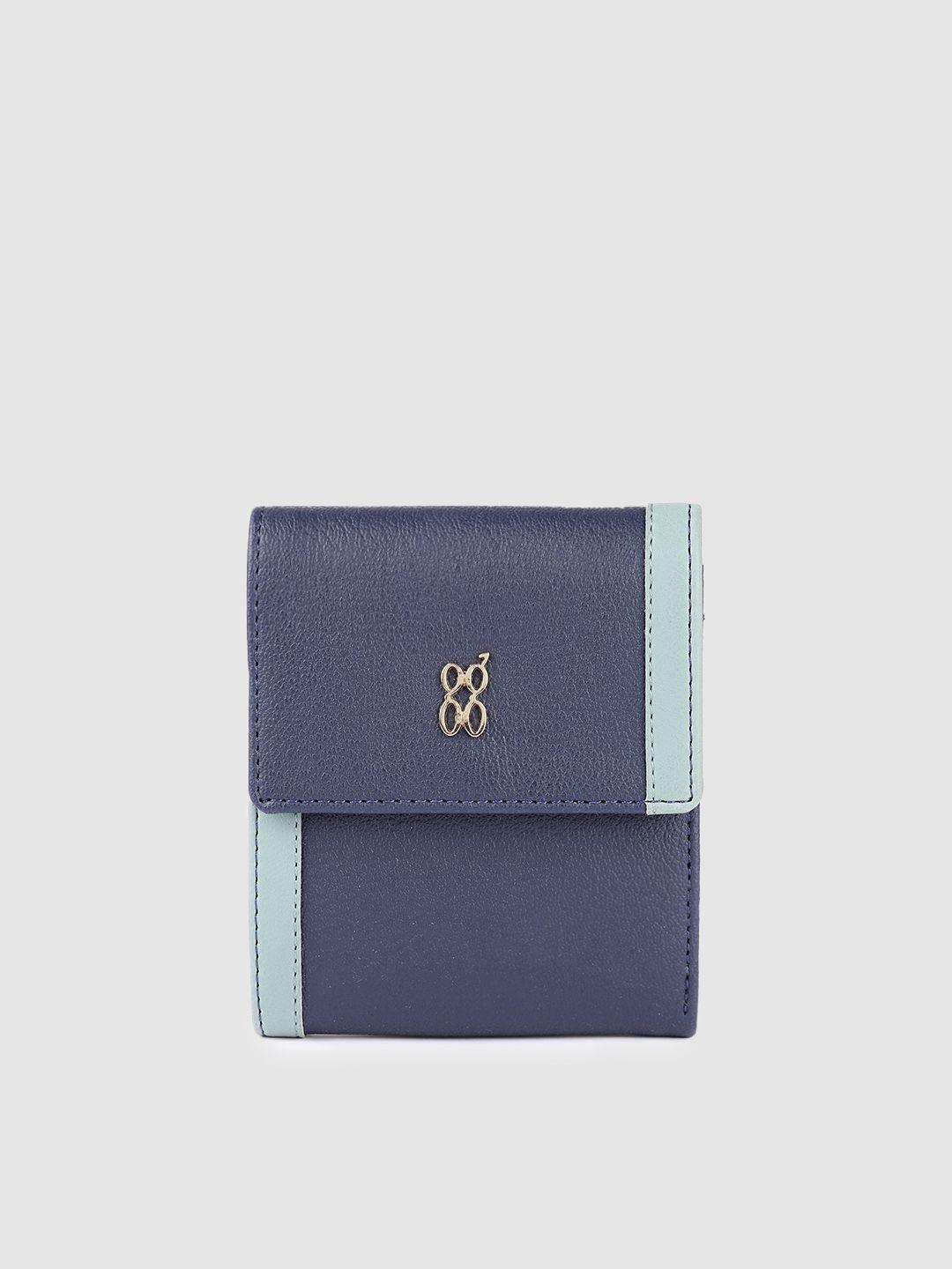 baggit women navy blue three fold wallet