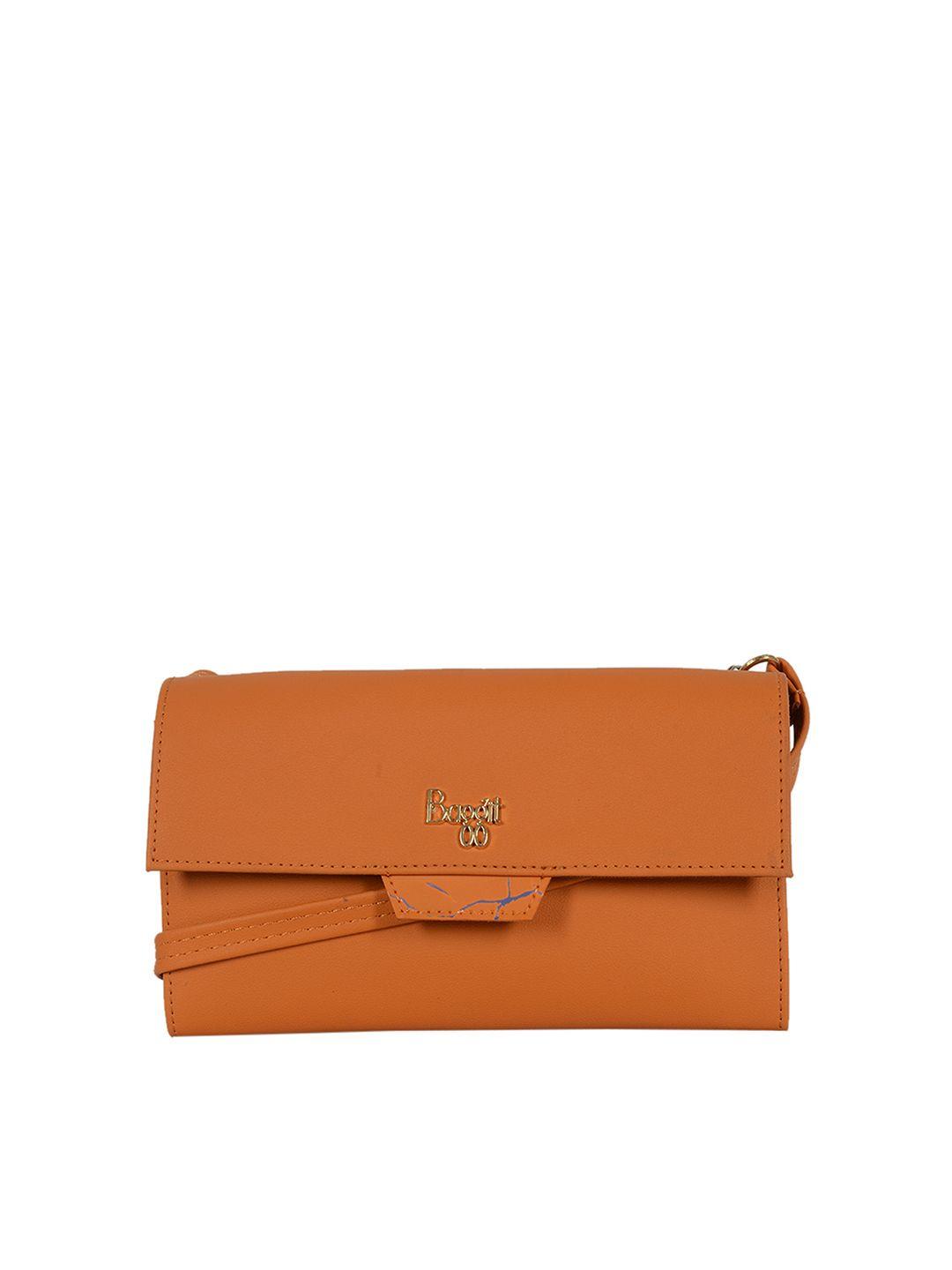 baggit women orange solid envelope wallet