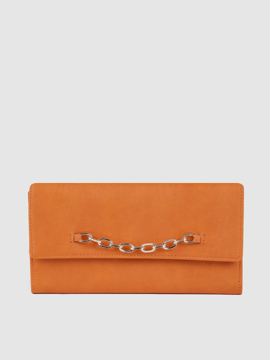 baggit women orange solid two fold wallet
