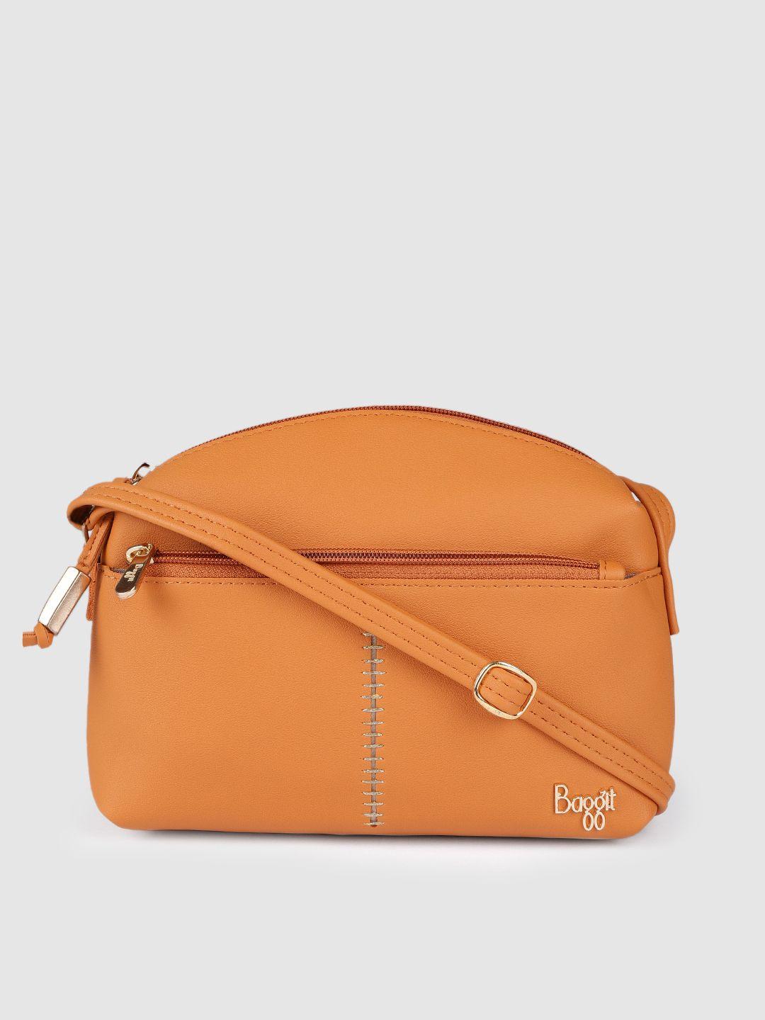 baggit women orange structured sling bag