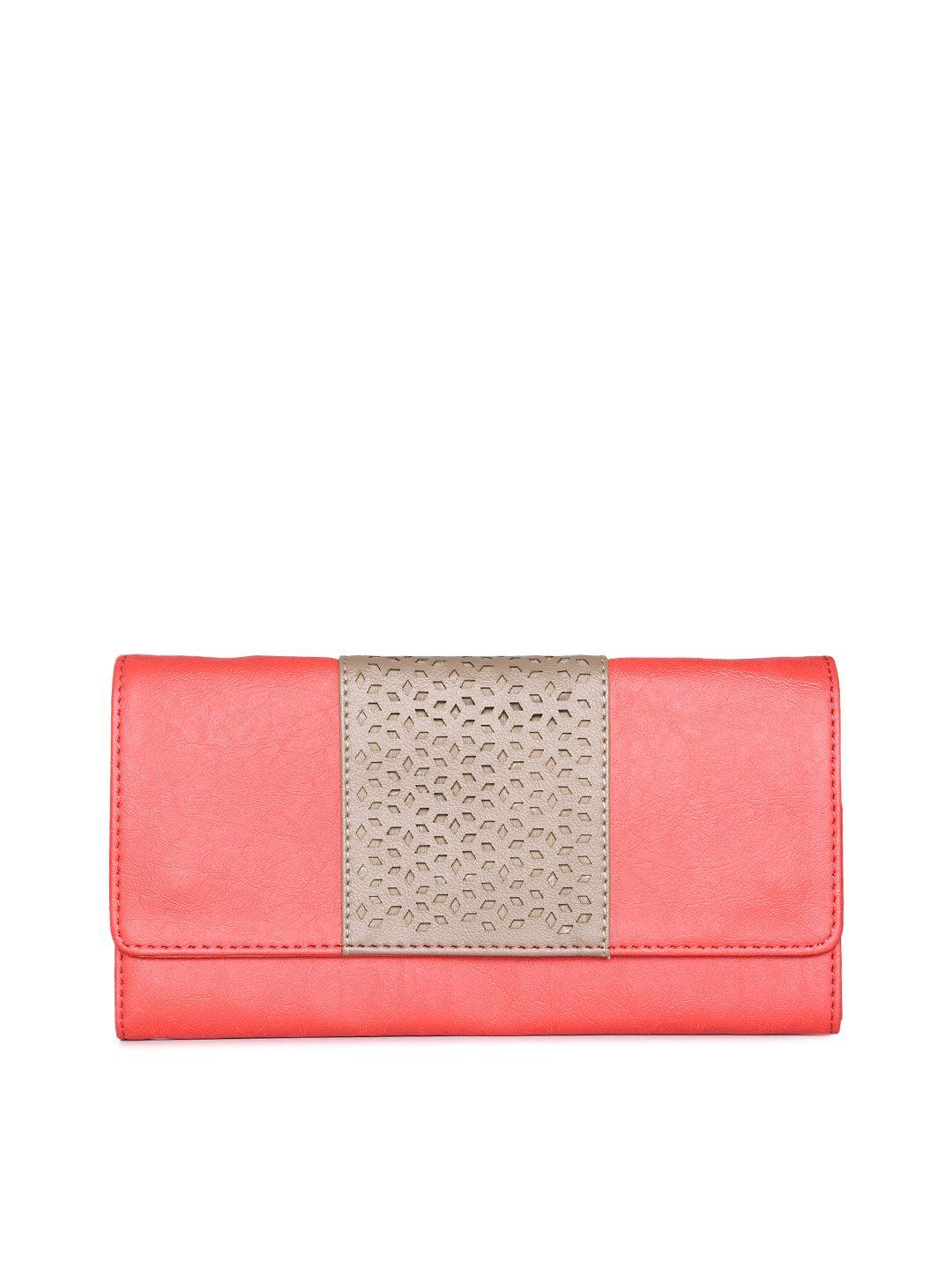 baggit women pink self design two fold wallet