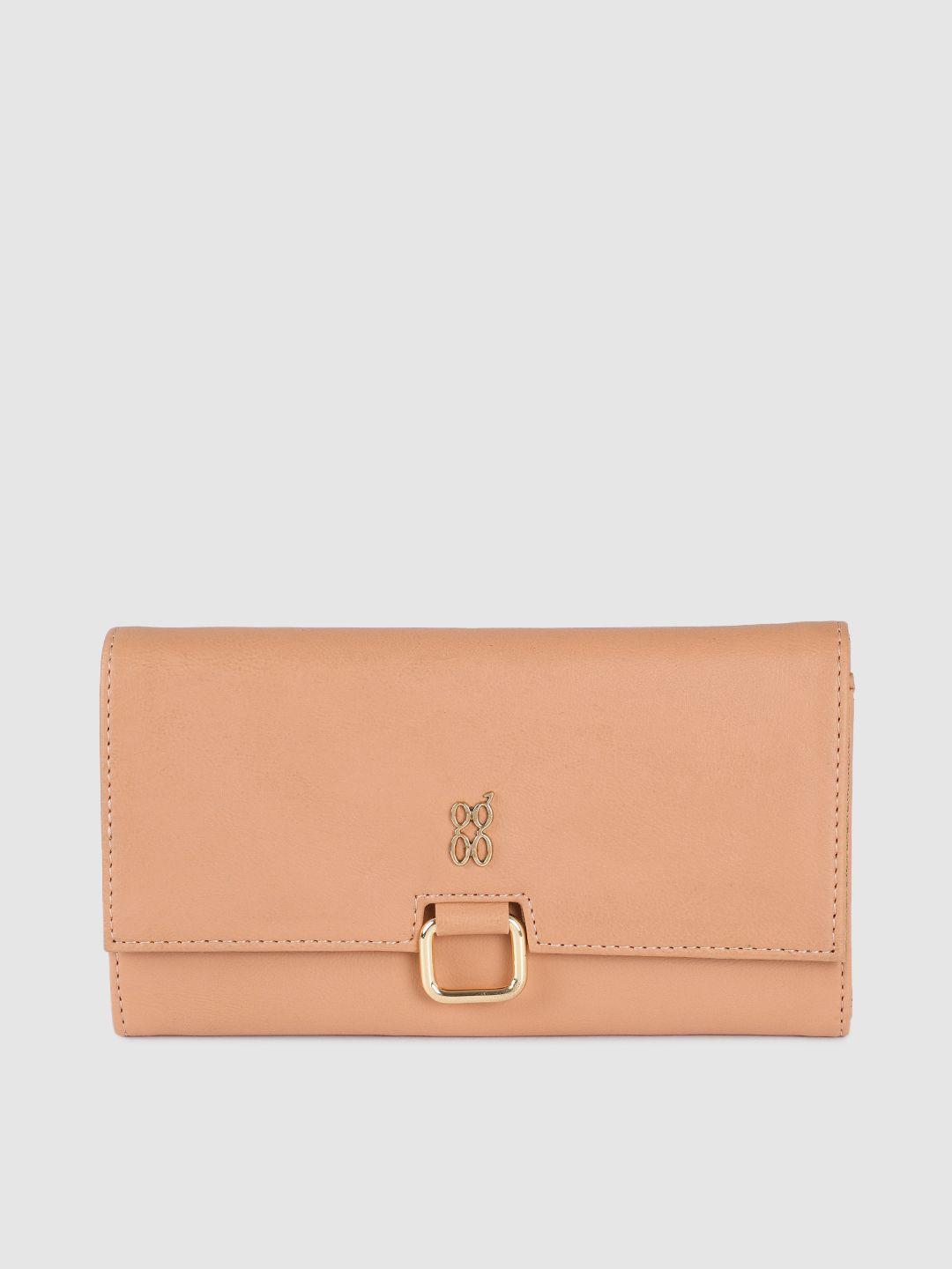 baggit women pink solid three fold wallet