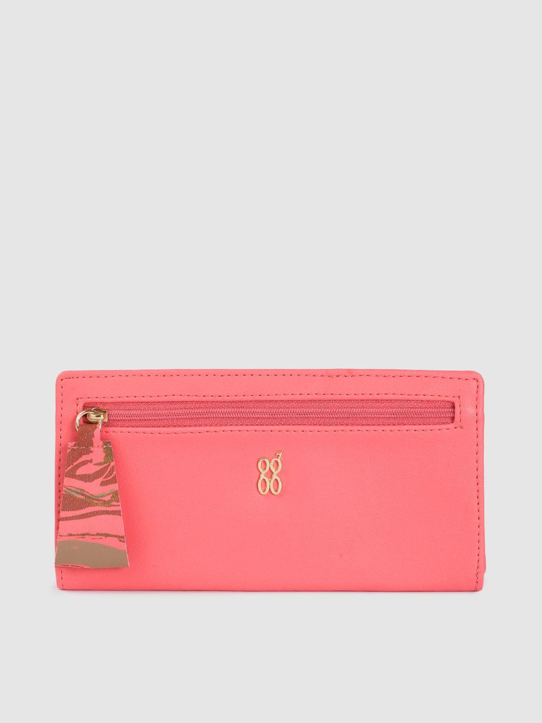 baggit women pink solid two fold wallet