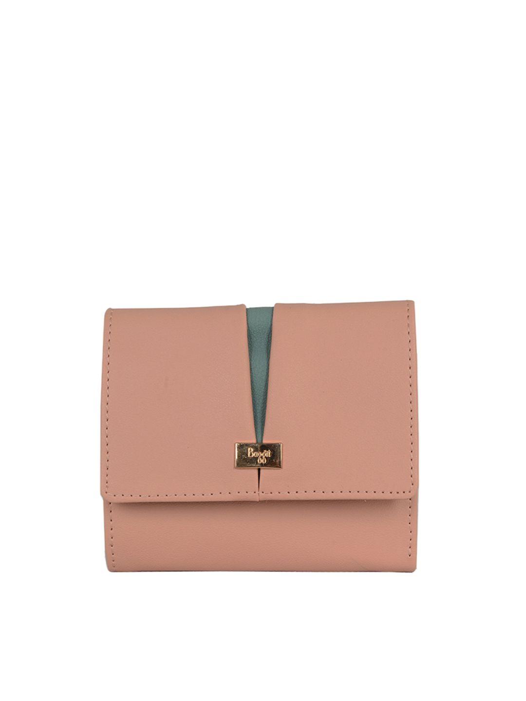 baggit women pink three fold wallet