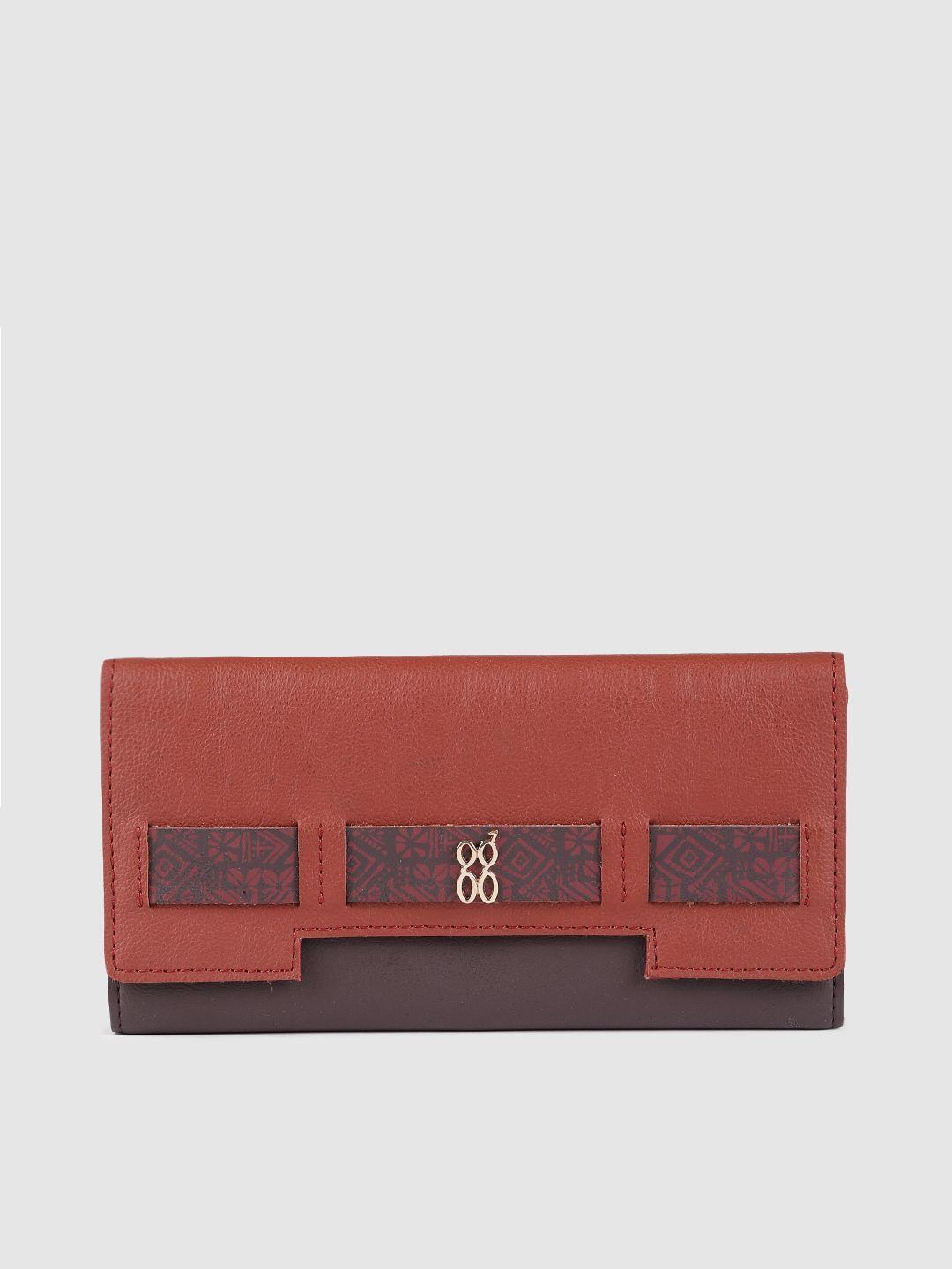 baggit women purple & red solid three fold wallet