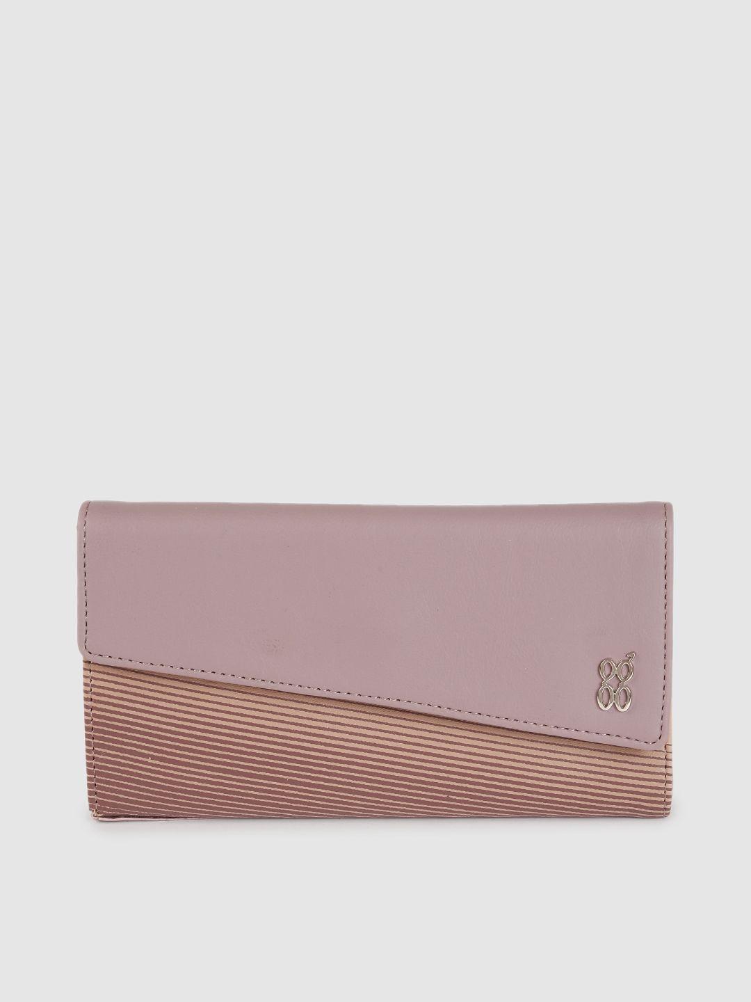baggit women purple solid three fold wallet