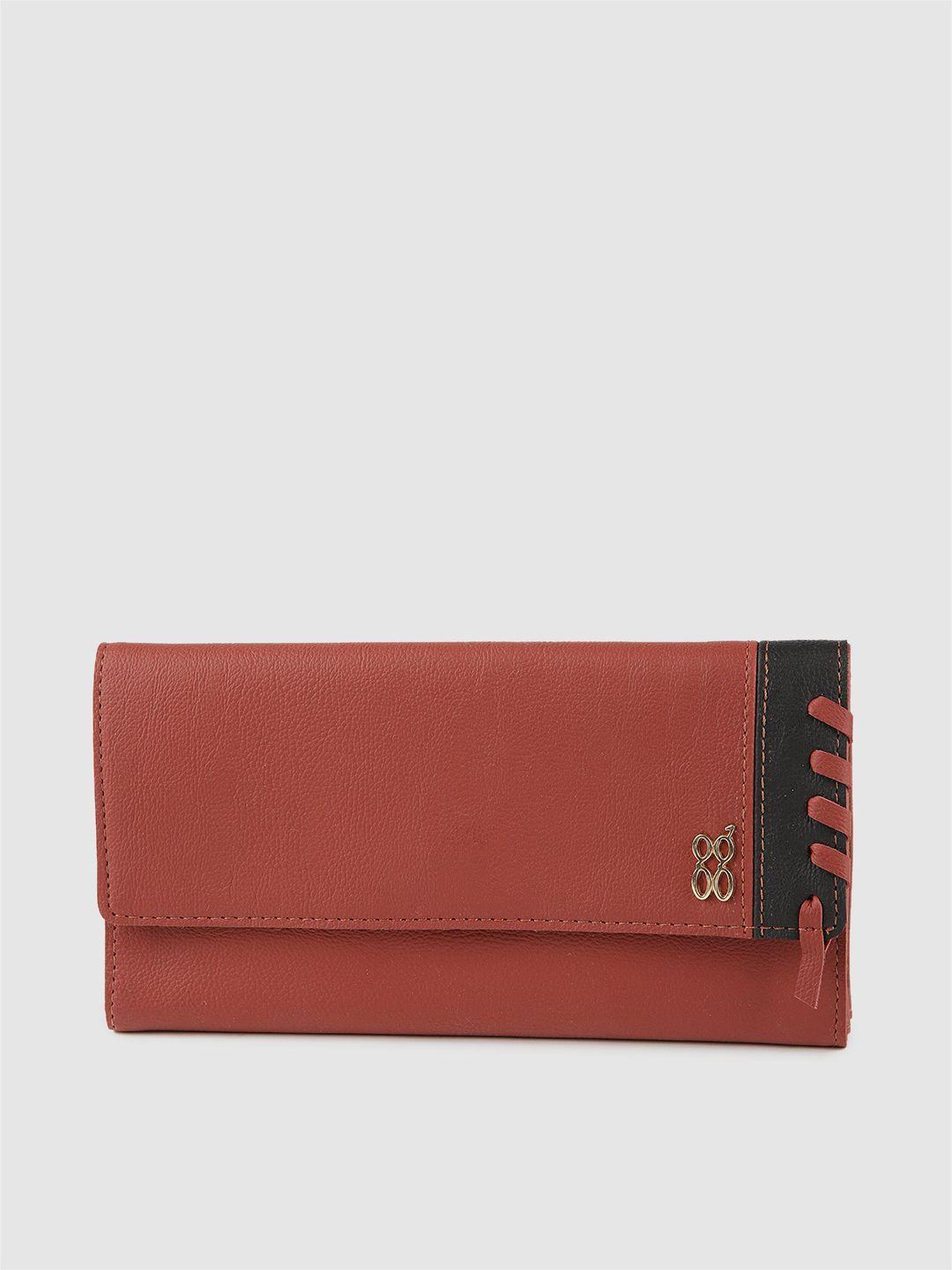 baggit women red mane colourblocked three fold wallet